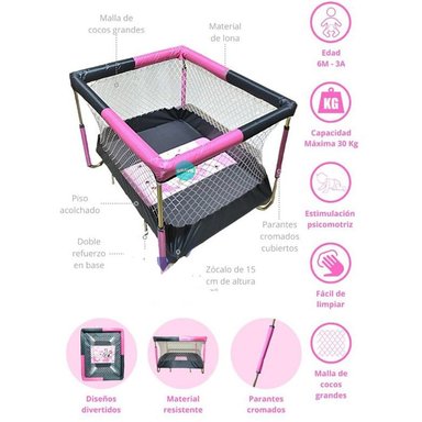CORRAL ROSADO DE LONA ACOLCHADO Y REFORZADO ORIHUELA