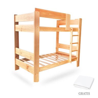 CAMAROTE 1 PLAZA 1/2 AMBOS PISOS MADERA PINO GRUESO + SABANA