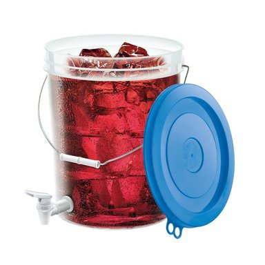 BALDE 20 LT COMERCIAL TRANSPARENTE C/CAÑO C/TAPA COLOR C/ASA DE METAL