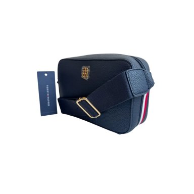 CARTERA MINI CROSSBODY TOMMY HILFIGER AZUL CON CINTA ROJA Y BLANCA