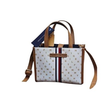 MINI CROSSBODY TOMMY MONOGRAFIADO BLANCO CON BEIGE XW04523