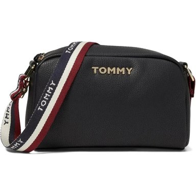 MINI CROSSBODY TOMMY NEGRO CON CINTA MONOGRAFIADA