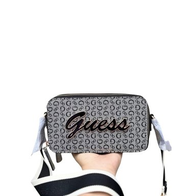 MINI CROSSBODY GUESS MONOGRAFIADO GRIS CARRARA