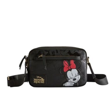 BOLSO BANDOLERA DISNEY DE MINNIE MOUSE NEGRO DOBLE