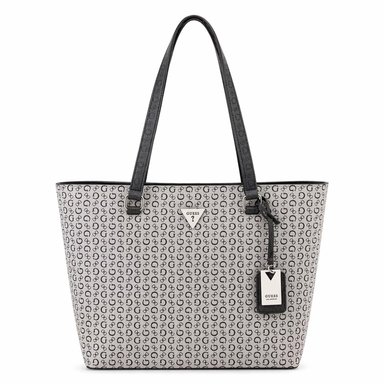 CARTERA TOTE GUESS GRIS CON NEGRO MONOGRAFIADA JILLIAN - 1