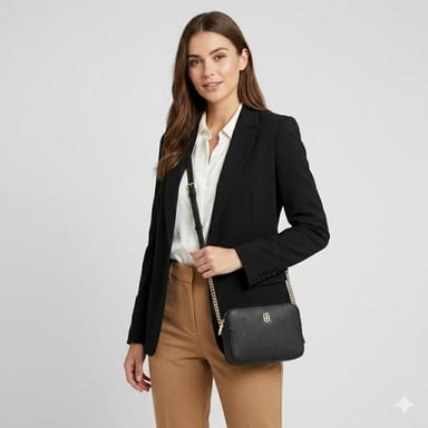 CARTERA CROSSBODY TOMMY HILFIGER NEGRO CON CADENA DORADA - 2