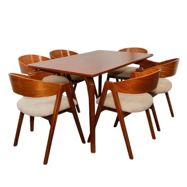 JUEGO DE COMEDOR VERMONT 6 SILLAS MADERA TORNILLO