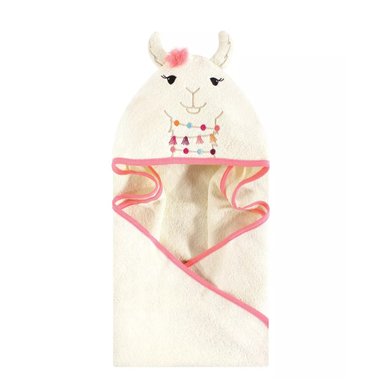 TOALLA HUDSON BABY CON CAPUCHA BEBES LLAMA ROSA