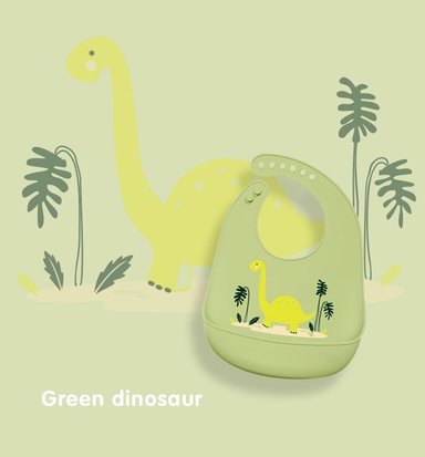 BABERO VERDE SILICONA DINOSAURIO