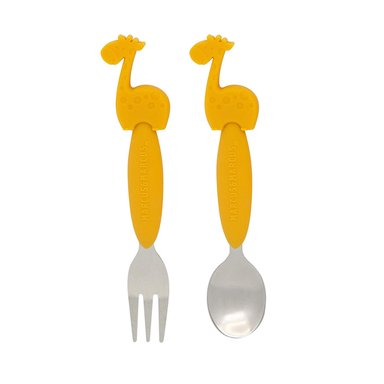 SET CUCHARA Y TENEDOR MARCUS & MARCUS JIRAFA BEBES