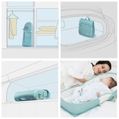 BOLSO CUNA PORTATIL PARA BEBES - VERDE - 3