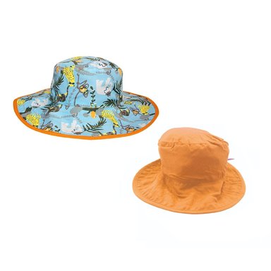 SOMBREROS SOL BANZ NARANJA REVERSIBLES NIÑOS JUNGLA