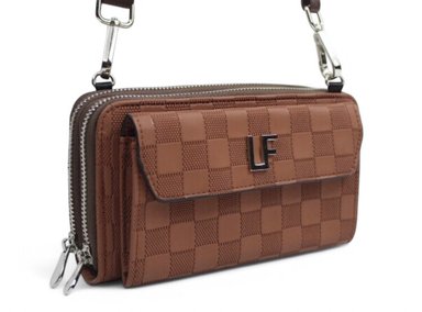BILLETERA LF BAGS MARRÓN PORTACELULAR BRIELA