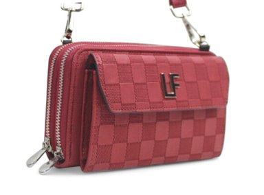 BILLETERA LF BAGS ROJO OSCURO PORTACELULAR BRIELA