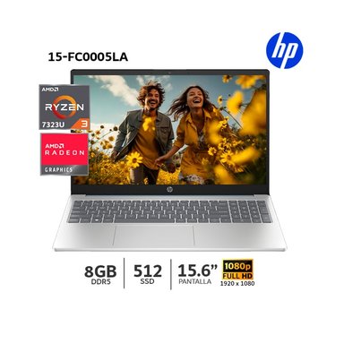 LAPTOP HP 15-FC0005LA-802M8LA AMD RYZEN™ 3 7320U 8GB RAM 256GB SSD 15.6" FHD