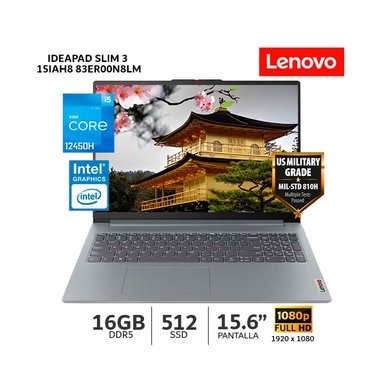 LAPTOP LENOVO IDEAPAD SLIM 3 15IAH8 CORE I5-12450H 16GB RAM/ 512 SSD/ 15.6' FHD - 83ER00N8LM - 3