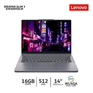 LAPTOP LENOVO IDEAPAD SLIM3 14ARP10 AMDR7-7735HS 16GB RAM 512GB SSD PANTALL 14 WUXGA -83K6005DLM