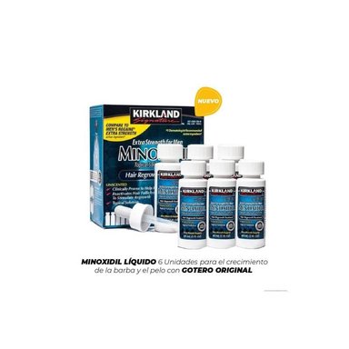 MINOXIDIL KIRKLAND 5% 6 FRASCOS + GOTERO ORIGINAL -1 CAJA SELLADA-