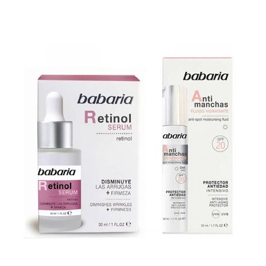SET SERUM FACIAL BABARIA RETINOL + FLUIDO ANTI MANCHAS