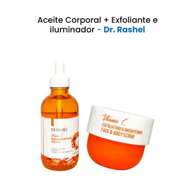 SET ACEITE DR RASHEL CORPORAL VITAMINA C 100 ML EXFOLIANTE E ILUMINADOR VITAMINA C 250 GR