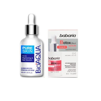 SET SERUM BIO AQUA ACLARANTE ANTI ACNE + FACIAL BABARIA BOTOX EFFECT