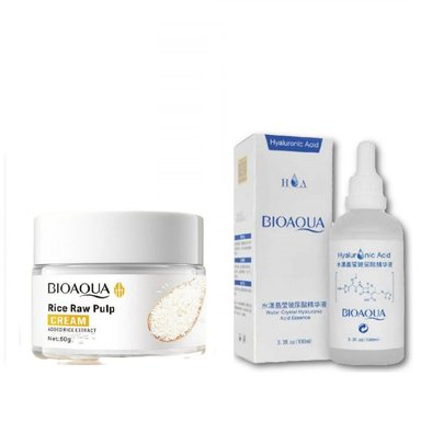 SET TRATAMIENTO FACIAL BIO AQUA ACLARANTE ARROZ + SERUM ACIDO HIALURONICO 100 ML BIOAQUA