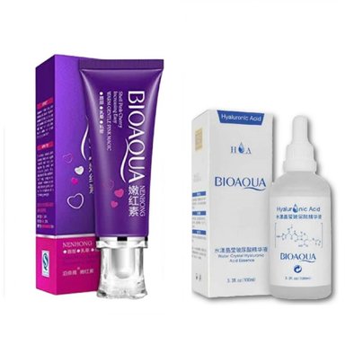 SET TRATAMIENTO BIO AQUA CREMA BLANQUEADORA CORPORAL + SERUM ACIDO HIALURONICO 100 ML BIOAQUA