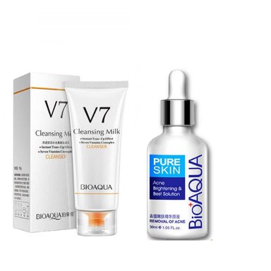 SET LIMPIADOR FACIAL BIO AQUA V7 + SERUM ANTI-ACNE