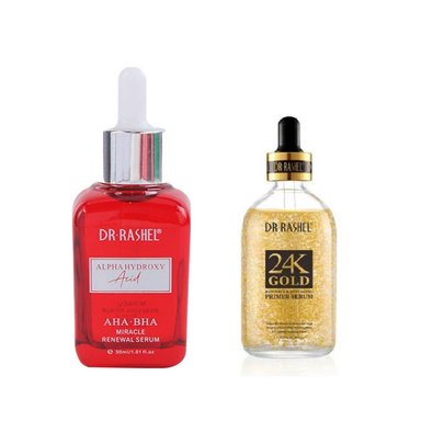 SET SERUM FACIAL DR RASHEL ALPHA HYDROXY ACID AHA-BHA + 24K GOLD