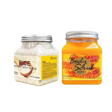 SET CREMA CORPORAL WOKALI EXFOLIANTE MIEL ARROZ 500 ML