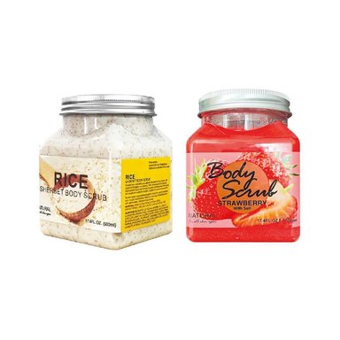 SET CREMA CORPORAL WOKALI EXFOLIANTE FRESA ARROZ 500 ML - 1