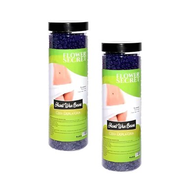 PACK X2 CERA DEPILATORIA EN PERLAS FLOWER SECRET PARA USO CON OLLA FRASCO 300GR