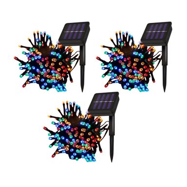 LUCES NAVIDEÑAS CON PANEL SOLAR DE COLORES 30MTS X3UNIDS
