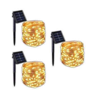 LUCES NAVIDEÑAS CON PANEL SOLAR AMBAR 20MTS X3UNIDS