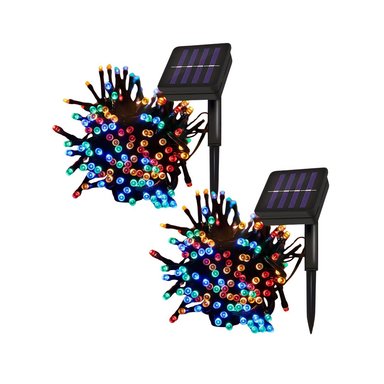 LUCES NAVIDEÑAS CON PANEL SOLAR DE COLORES 10MTS X2UNIDS
