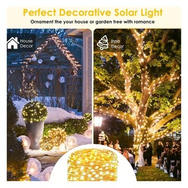 LUCES NAVIDEÑAS CON PANEL SOLAR AMBAR 10MTS X3UNIDS - 2