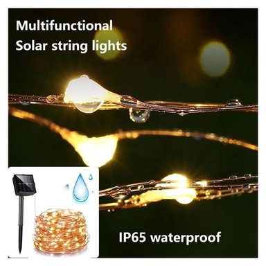 LUCES NAVIDEÑAS CON PANEL SOLAR AMBAR 10MTS X3UNIDS - 4