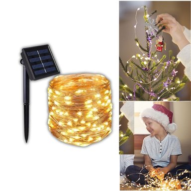 LUCES NAVIDEÑAS CON PANEL SOLAR AMBAR 20MTS