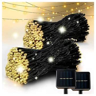 LUCES NAVIDEÑAS CON PANEL SOLAR AMBAR 10MTS X 2UNIDS