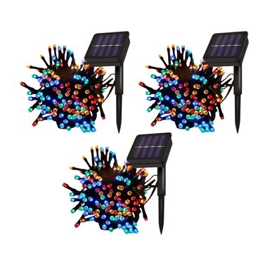 LUCES NAVIDEÑAS CON PANEL SOLAR DE COLORES 20MTS X3UNIDS
