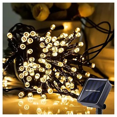 LUCES NAVIDEÑAS CON PANEL SOLAR AMBAR 10MTS