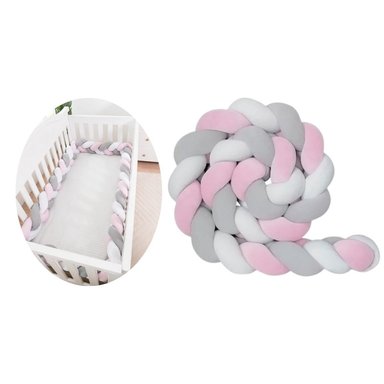 TRENZA COJÍN SEGURIDAD PARA CUNA DE BEBÉS - ROSADO