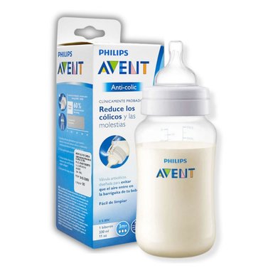 BIBERÓN DE PLÁSTICO ANTI CÓLICO 11OZ CON VÁLVULA AIR FREE AVENT