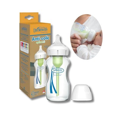 BIBERÓN DE VIDRIO ANTI CÓLICO CON VÁLVULA AIR FREE DR BROWNS 9OZ