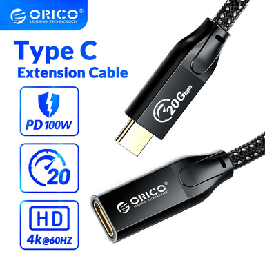 EXTENSION NYLON CABLE TRENZADO USB-C 3.2 - 20GBPS 4K 100CM PREMIUM - 1