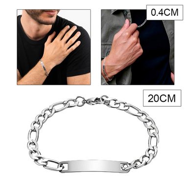 PULSERA HOMBRE ESCLAVA ACERO INOXIDABLE BRAZALETE PLATEADO