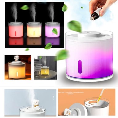 DIFUSOR BLANCO HUMIDIFICADOR USB AROMA PURIFICADOR ECONOMICO LUZ LED