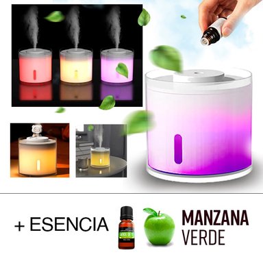 DIFUSOR BLANCO HUMIDIFICADOR USB AROMA PURIFICADOR LUZ LED ESENCIA MANZANA