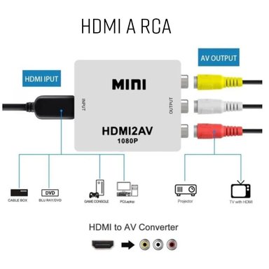 ADAPTADOR HDMI A RCA CONVERSOR CONVERTIDOR HDMI2AV VIDEO PAL NTSC