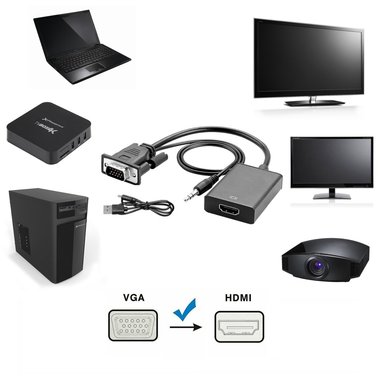 CABLE ADAPTADOR VGA A HDMI AUDIO JACK 35MM CONVERTIDOR - 3